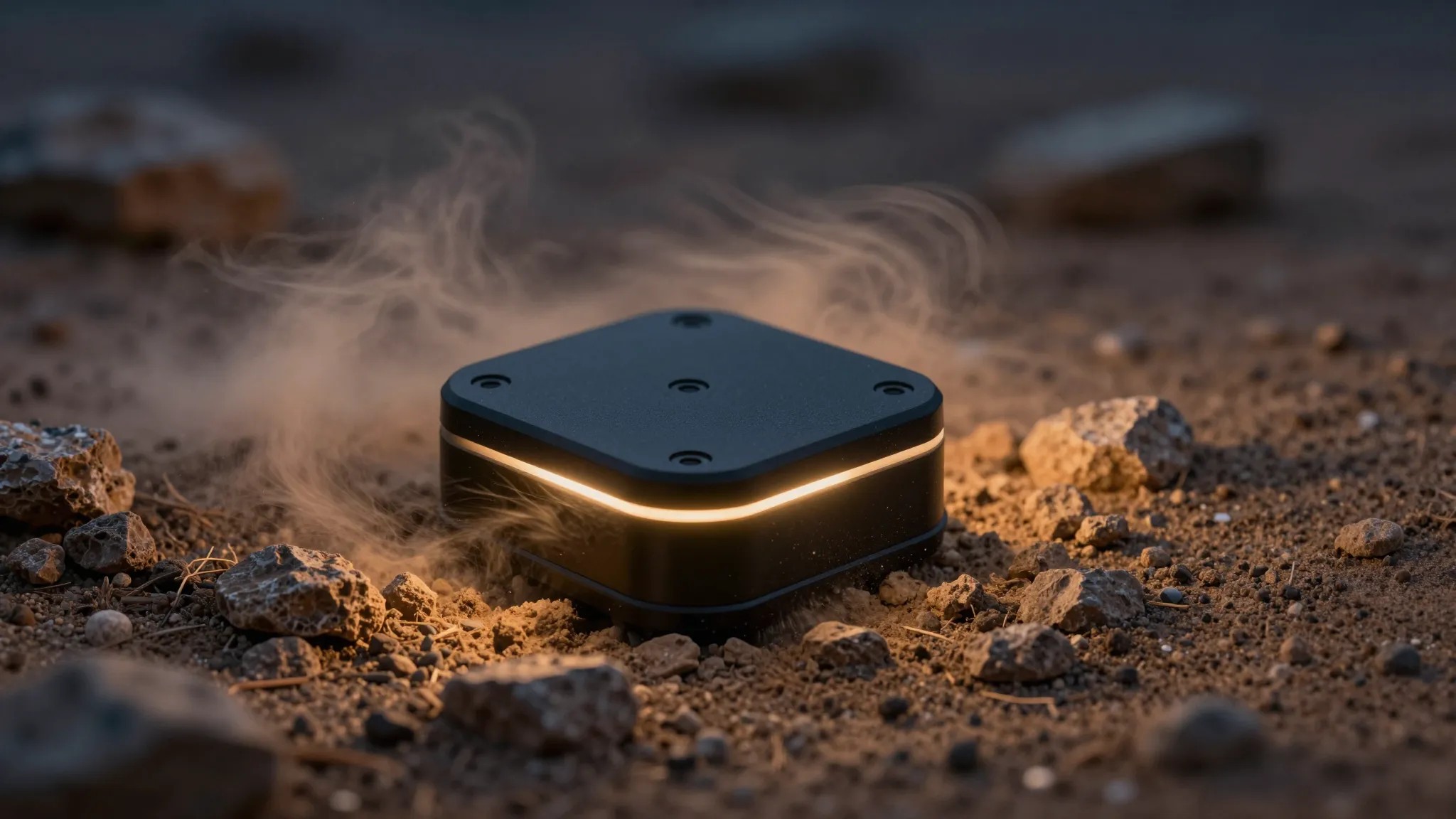 Buried seismic-acoustic sensor mesh node in desert terrain