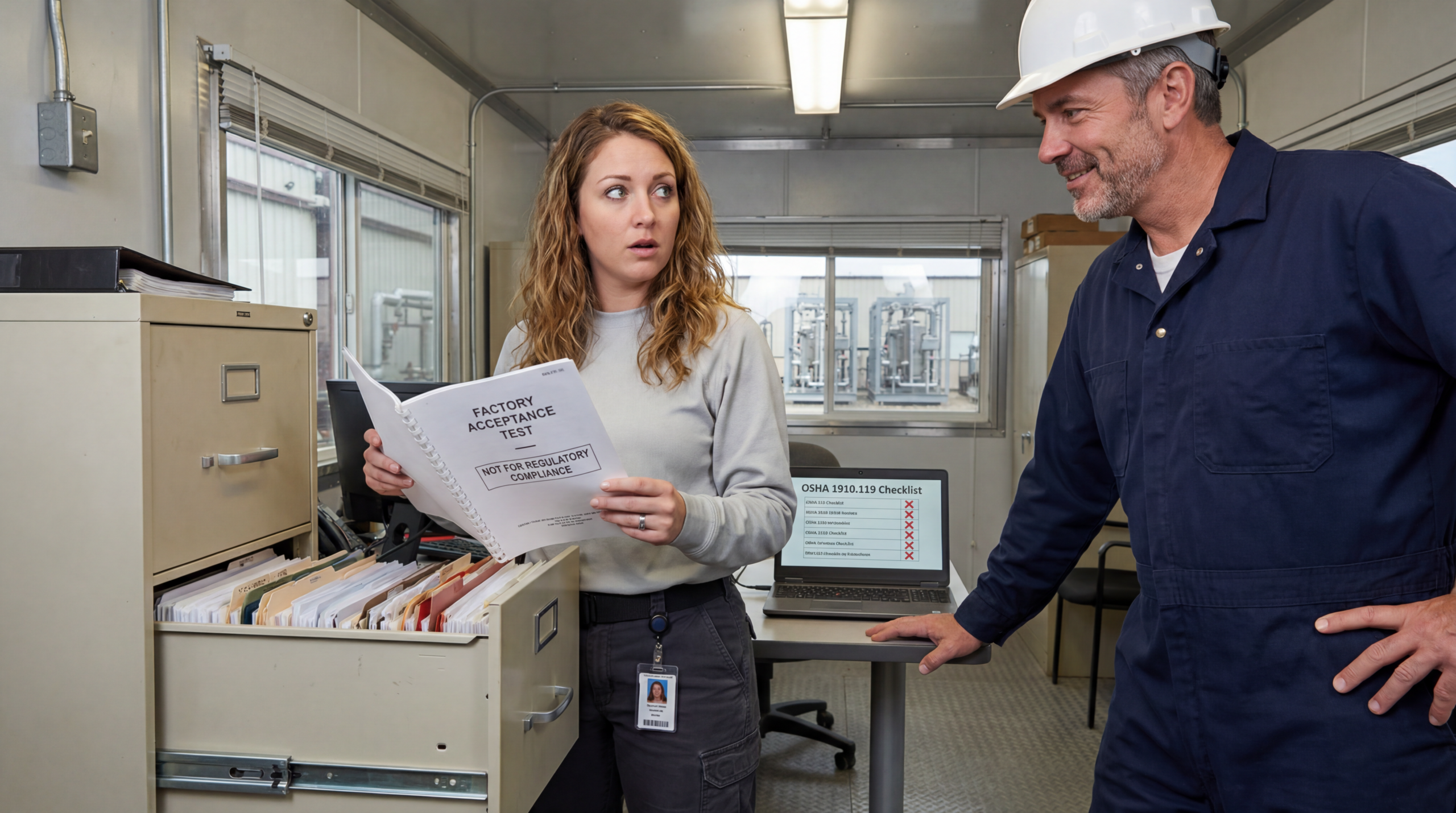 A modular 10,000 BPD micro-refinery under sunset with a holographic process data overlay