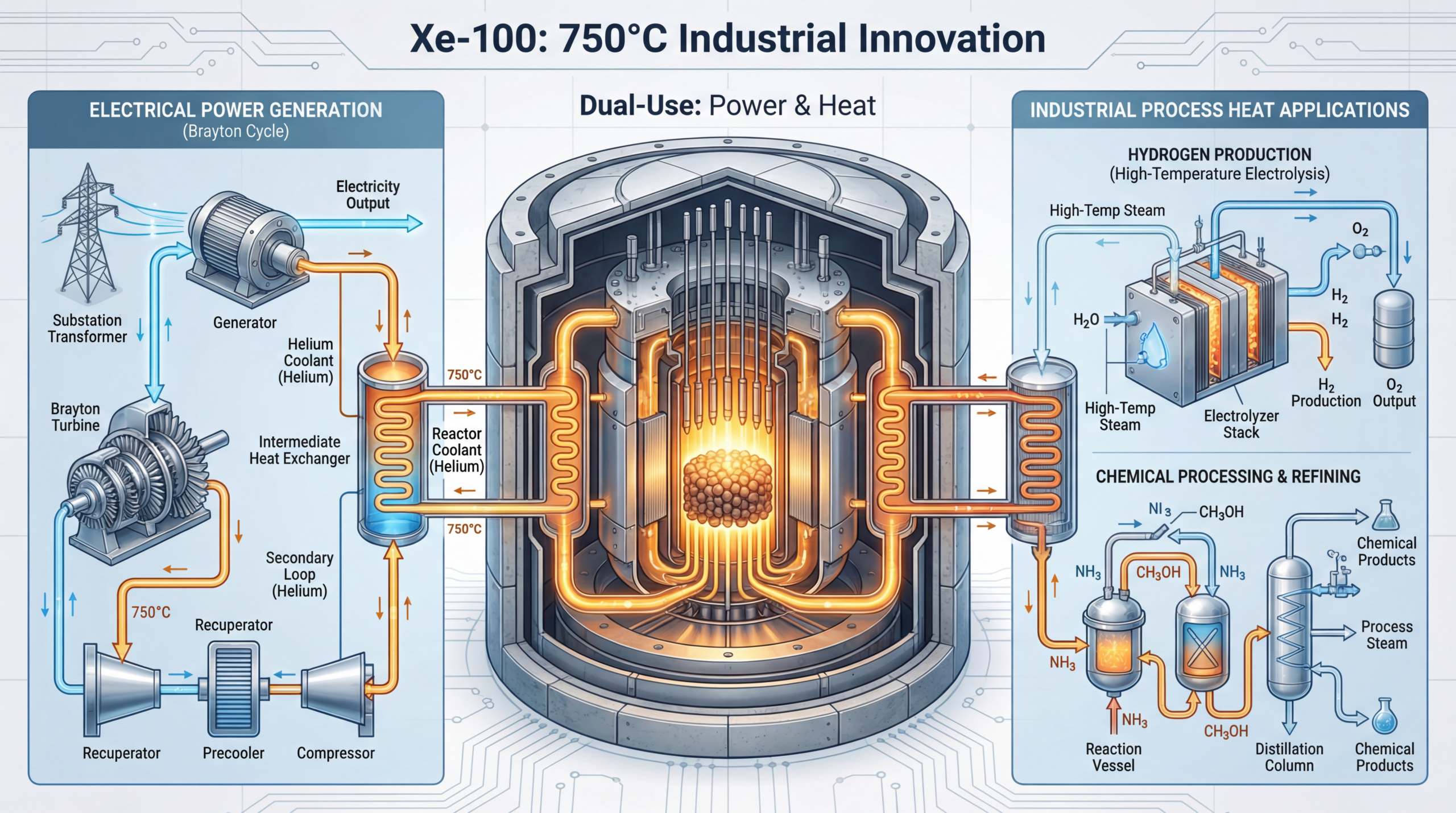 Xe-100 module — 200 MWt thermal output with 750°C helium coolant