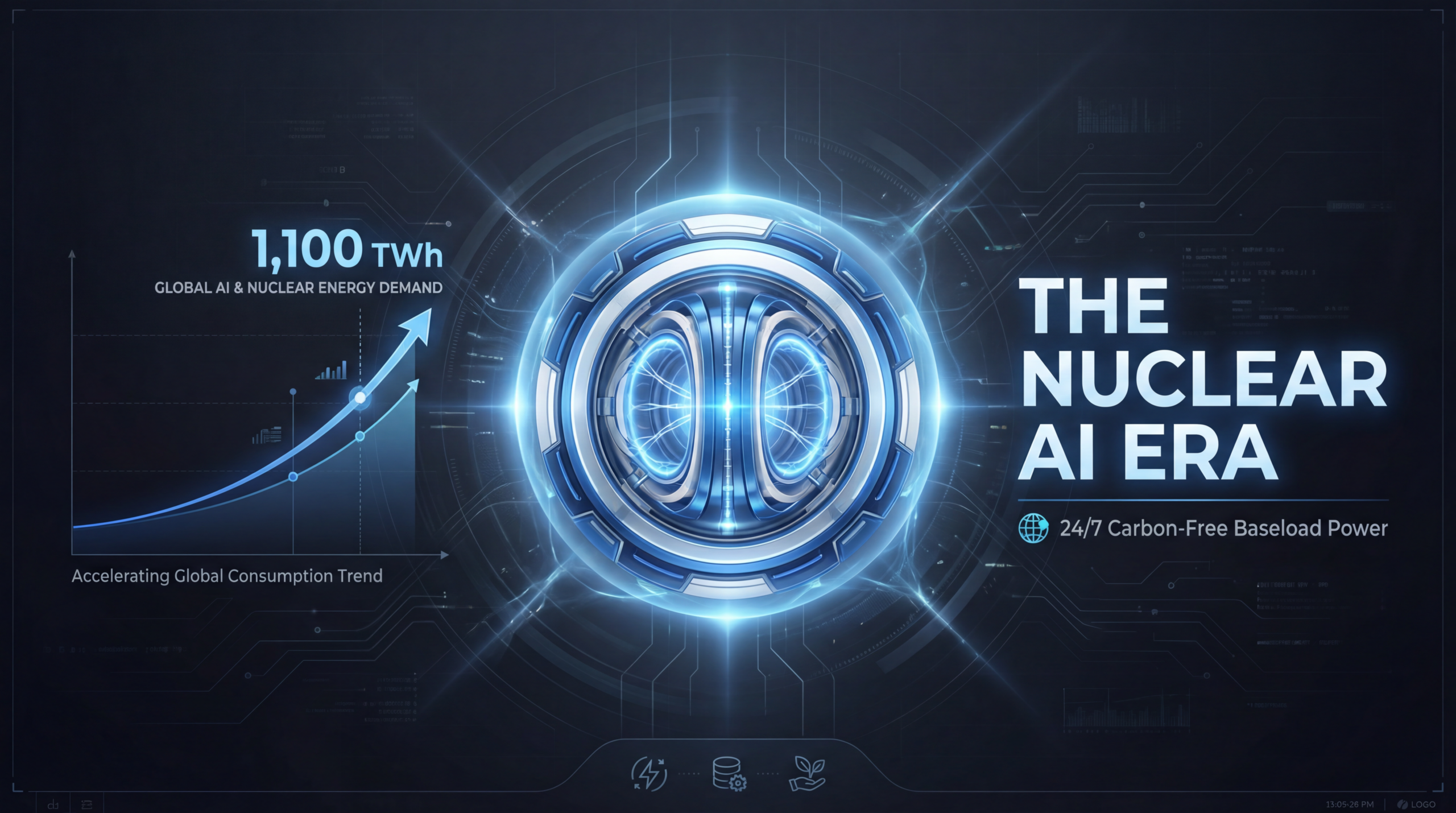 Global data center electricity consumption — 1,100 TWh demand driving nuclear renaissance